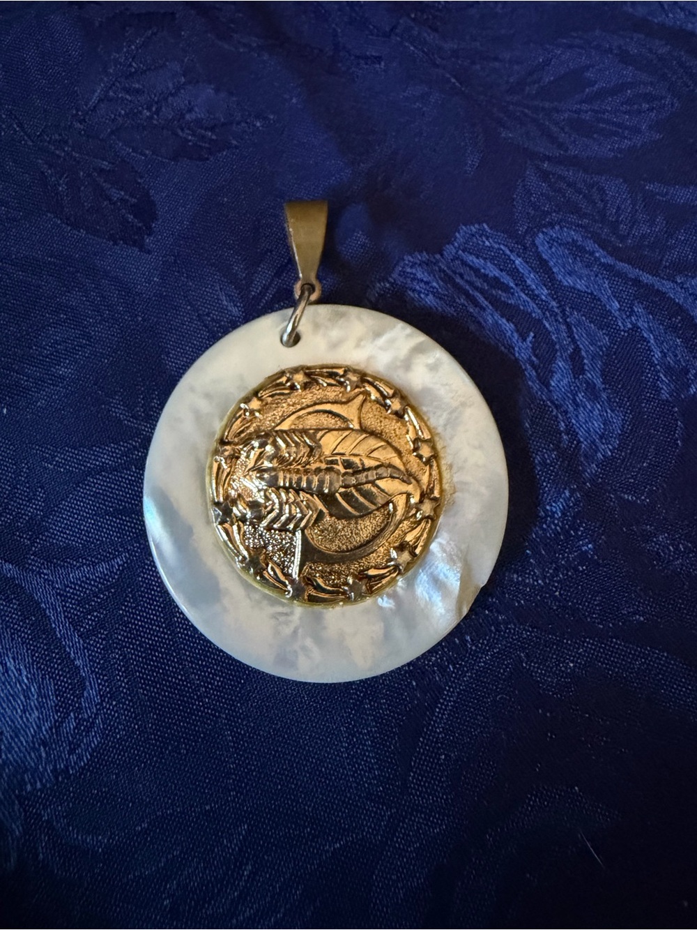 Scorpio Mother Of Pearl Gold Toned Zodiac Pendant